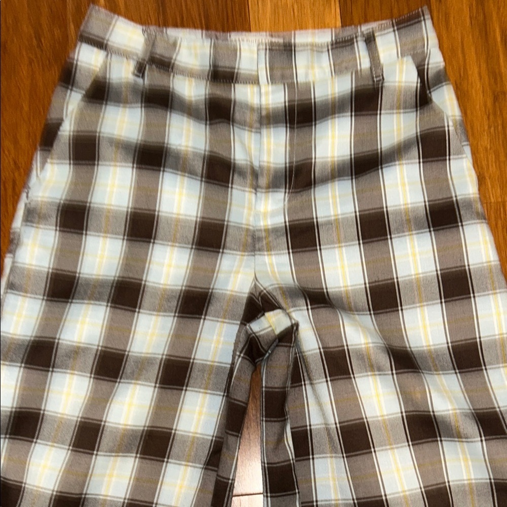 Urban Outfitters Checkered Trousers Size 2 Brown Cream Plaid Straight Leg Pants - Picture 10 of 10